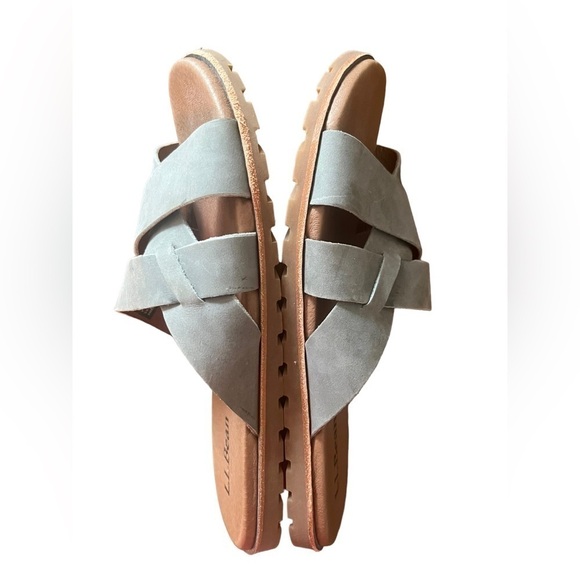 LL Bean Lakewashed Slide Sandals Criss Cross Straps Leather Upper Size 11. - Picture 7 of 9